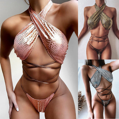 Naughty Ladies' Snakeskin Tie Bikini